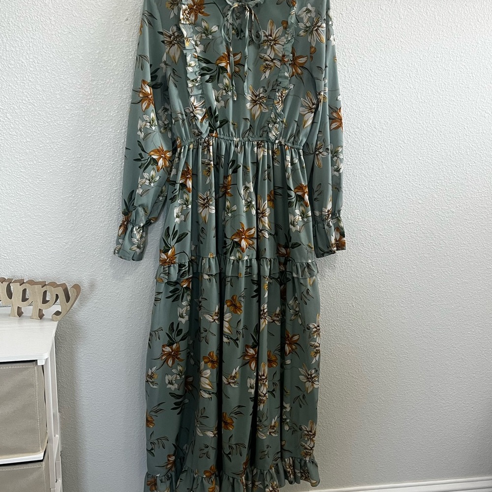 Floral Green Maxi Dress